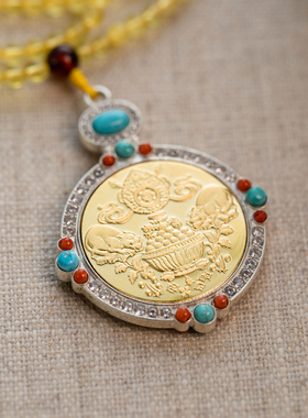 现货佛学院纯银蜜蜡项链