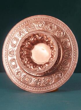 善愿福紫铜八吉祥曼扎盘家居摆件