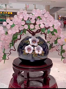 粉水晶发财树黄水晶摇钱树家居摆件客厅玄关酒柜店铺开业乔迁送礼