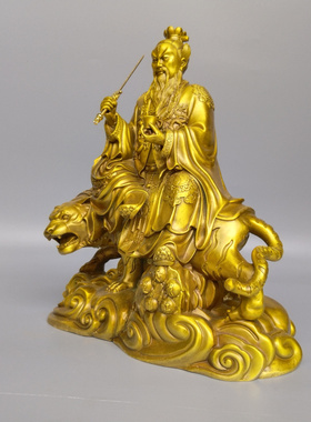 铜骑虎张天师神像摆件张道陵摆件