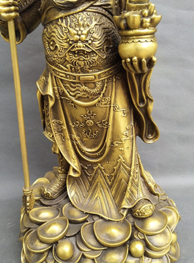 武财神关公黄铜招财中式门厅摆件
