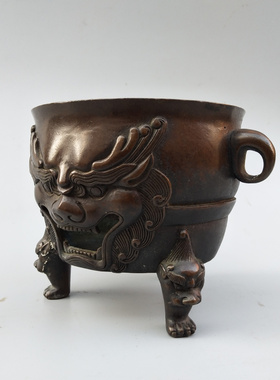 铜火炉摆件温酒三足桌面茶具烧炭