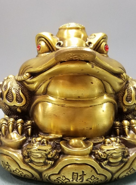 金蟾王金蝉摆件黄铜招财门厅大号