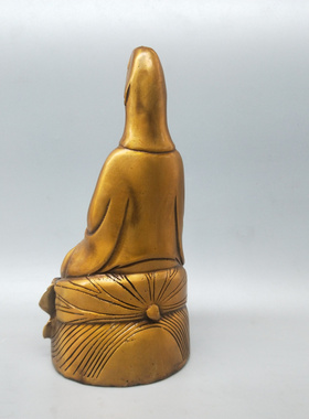 铜观世音菩萨双手合十坐莲摆件