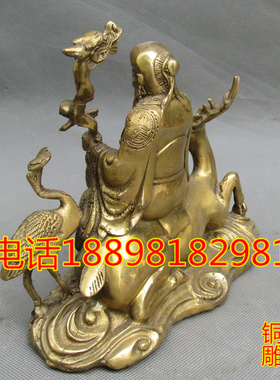 铜寿星摆件骑鹿仙鹤寿星翁中式