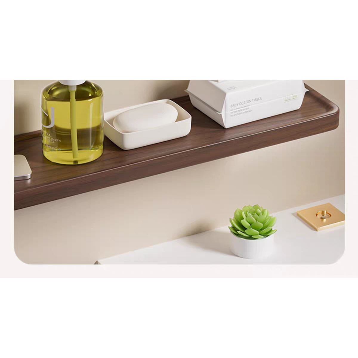 卫生间胡桃木浴室置物架实木一字板免打孔厕所墙上收纳洗手间隔板,淘宝优惠券,粉丝福利购,淘宝优惠卷