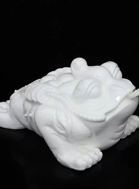 陶瓷三足金蟾吐钱招财摆件