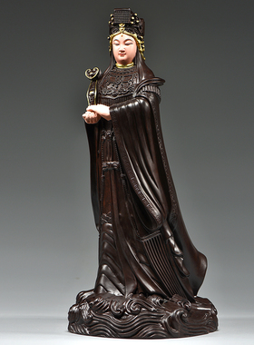 黑檀木雕妈祖神像雕刻摆件天后圣母海神妈祖像家居店铺保平安供奉