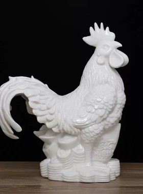 陶瓷公鸡吉祥物化解补角摆件