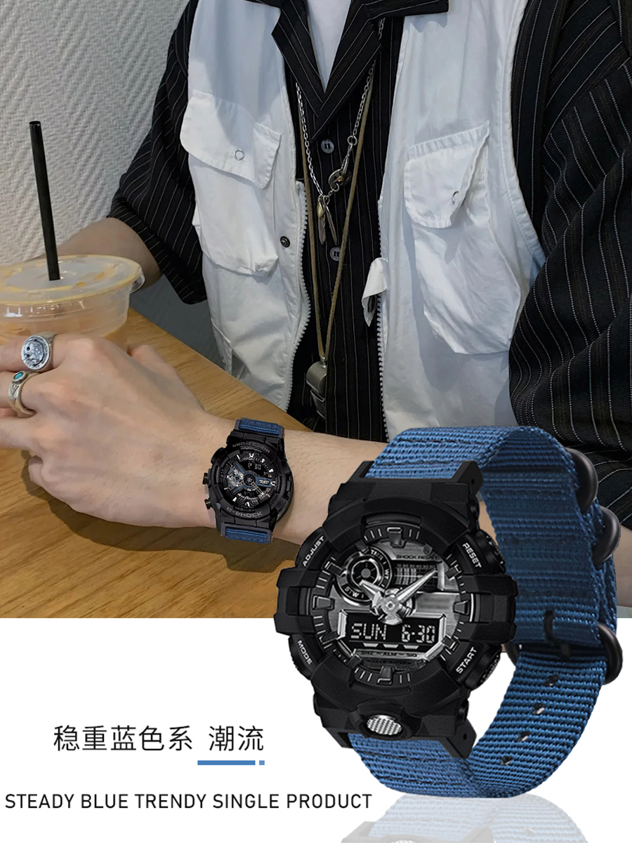 适配卡西欧g-shock尼龙表带DW5600ga2100 GAW100 GA110 710替换带 - 图1