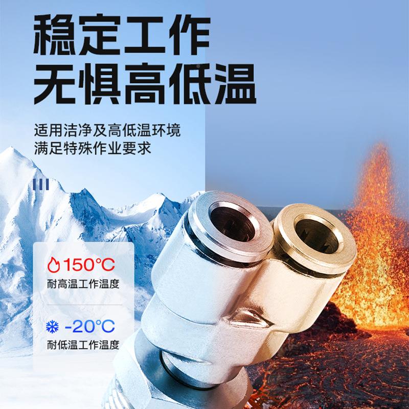 全铜镀镍气气管快速插接头PB8-02侧-通PD1动0-03高762温高压P三X6 - 图1