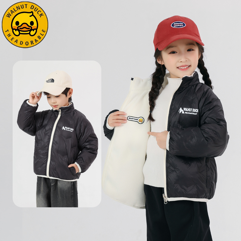 小黄鸭冬装双面穿羽绒服儿童轻薄外套XT157-XYY - 图0