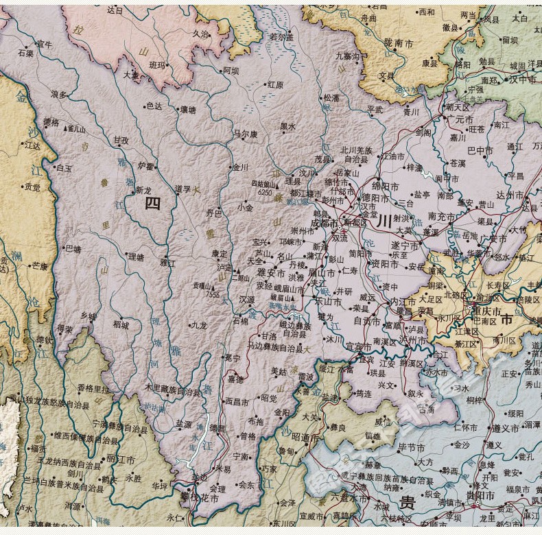 仿古2024中国地图装饰画中国地图出版社书房挂图壁画双面覆膜防水挂画亚膜不反光挂图壁画羊皮卷色中华人民共和国地图 - 图3