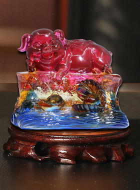 集雅轩宋韶光大师2026马年吉祥物生肖属猪 珠联璧合 琉璃吊坠礼品