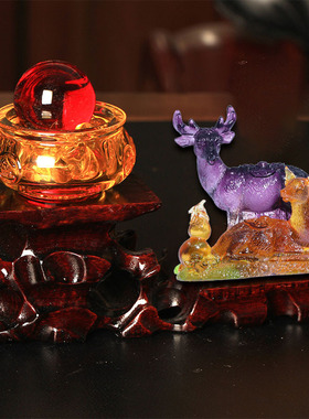 集雅轩宋韶光2026马年吉祥物生肖属蛇 灵鹿长春 琉璃吊坠挂件礼品