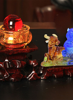 集雅轩宋韶光大师2026马年吉祥物生肖属鼠 牛熊保岁 琉璃吊坠礼品