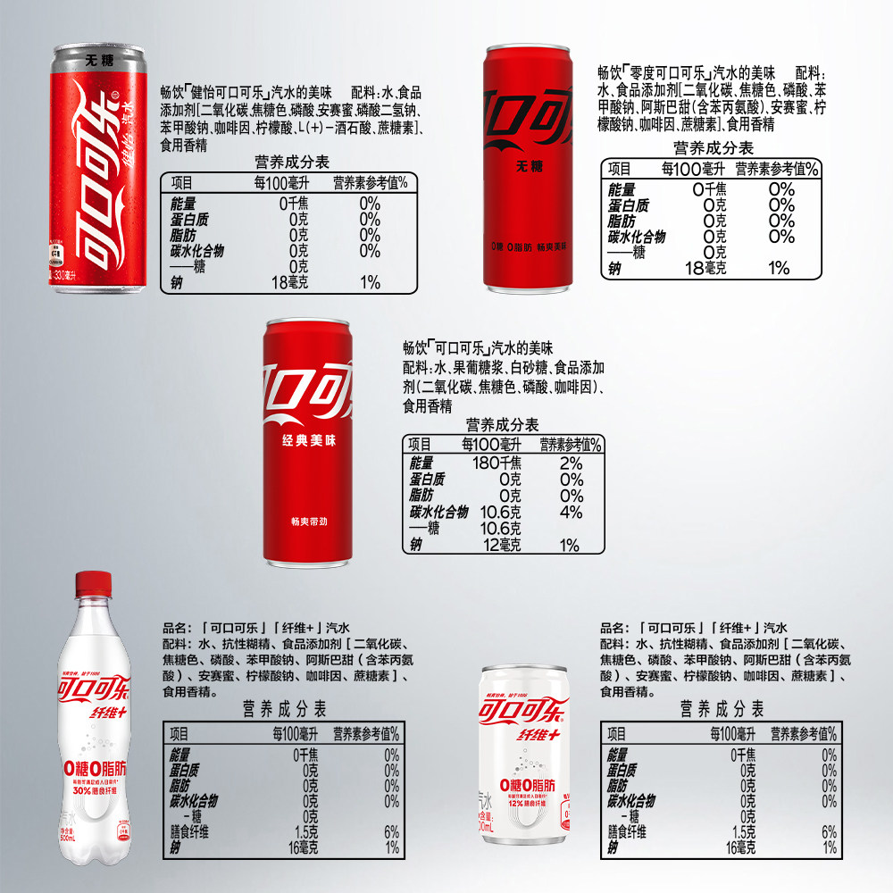 可口可乐汽水有糖/无糖摩登罐330ml迷你罐200ml碳酸饮料可乐整箱