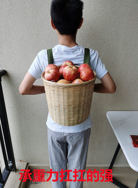 竹编小背篓双肩背篓子采茶叶竹篓