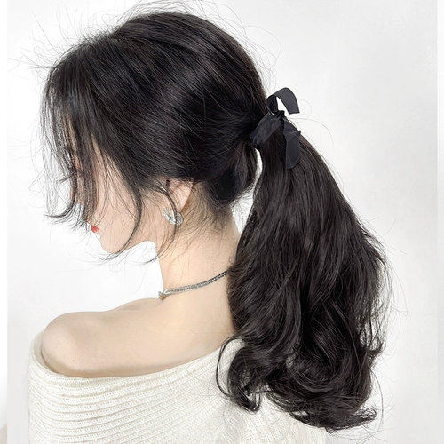 Парик, кудрявый хвостик, ремень на завязках изготовленный из настоящих волос, корейские пучки волос