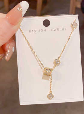 小蛮腰四叶花项链百搭锁骨链