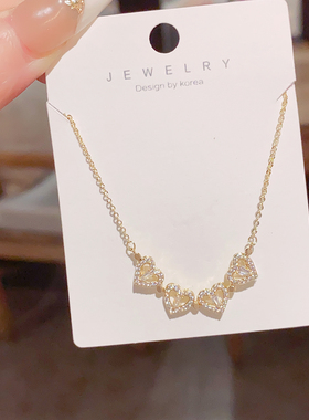 四叶花磁吸爱心项链女毛衣链