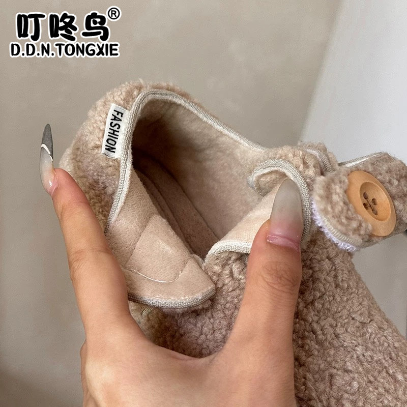 女童冬季毛毛棉鞋2025新款中大童小童宝宝鞋儿童加绒豆豆鞋勃肯鞋,淘宝优惠券,粉丝福利购,淘宝优惠卷
