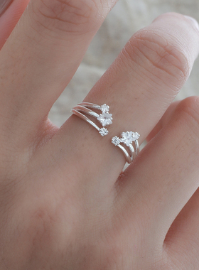 禾派 星星锆石流星戒指原创纯银S925简约轻奢高级感开口戒小众