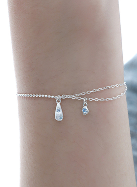 禾派 碎镶钻拉丝手链原创纯银S925简约高级感冷淡风锆石手饰小众