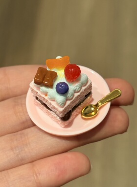 【微缩蛋糕摆件系列】仿真可爱食玩奶油慕斯水果生日蛋糕餐盘勺子