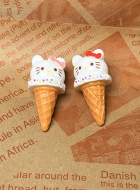 【仿真甜点系列】迷你Hello Kitty冰淇淋树脂摆件桌面装饰