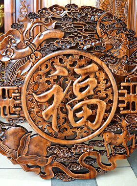 东阳木雕沙发背景墙香樟木雕刻