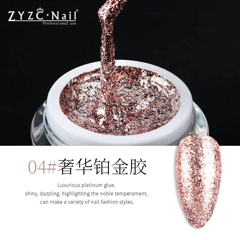 ZYZCNail美甲奢华铂金胶指甲油金银闪钻光疗持久幻彩钻石亮片闪胶 - 图3