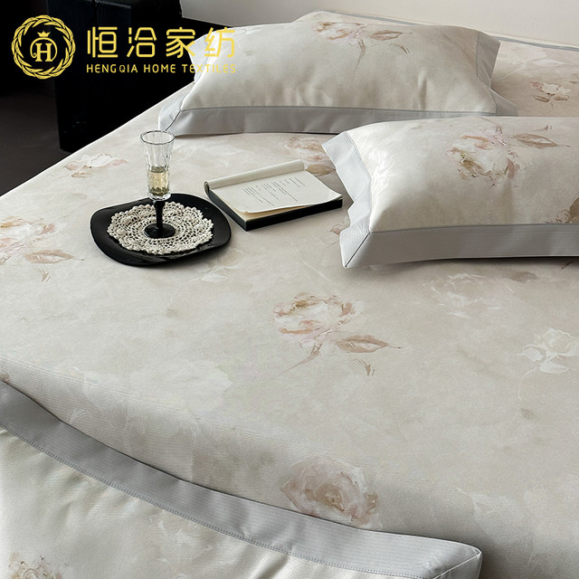 Summer cool sheets ice silk soft mat three-piece set high-end digital printing washable thin air-conditioning mat