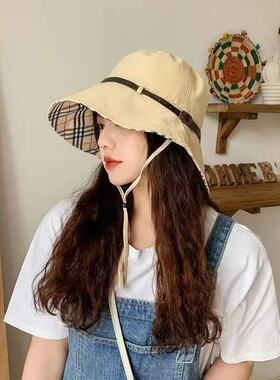法式赫本风渔夫帽女夏季显脸小遮阳帽千金风优雅盆帽女款夏天渔夫