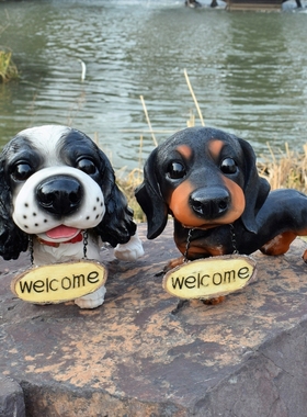 仿真狗树脂治愈系现代家居旺财狗