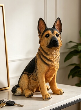 创意树脂仿真狗牧羊犬摆件装饰品