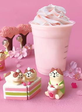 创意日式猫柴犬赏花节樱花摆件