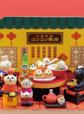 日式猫咪微景观中华美食餐厅摆件