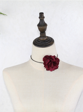 布女烧边花立体花朵颈链