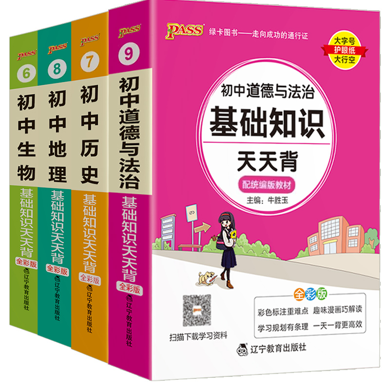 pass绿卡图书初中基础知识天天背政治历史地理生物会考小四门知识考点速记手册七年级八年级九年级中考复习资料知识点小册子口袋书-图3