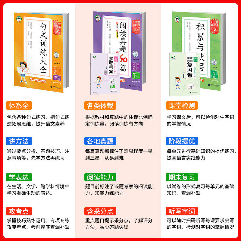 2023秋53基础练小学语文阅读真题60篇积累与默写一年级二年级三四五六年级上册五三句式训练同步作文素材练习册专项训练复习资料书