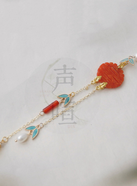 旗袍压襟挂件流苏翡翠喜字复古