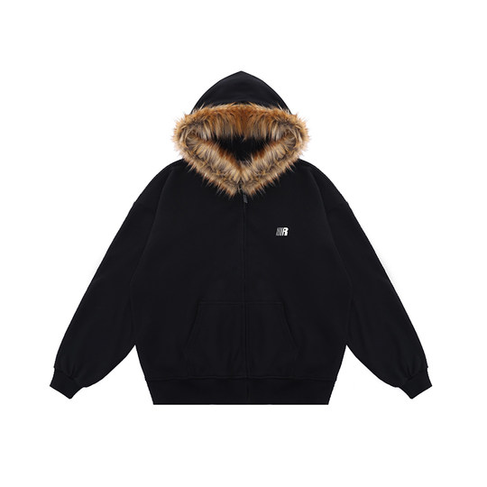 【景研竣同款】FDR 美式复古毛领开衫连帽卫衣外套男女秋季上衣