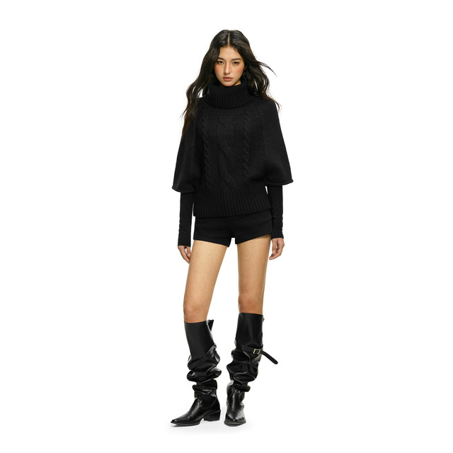 FDR Cable Dolman Sleeve Cape Knit Top