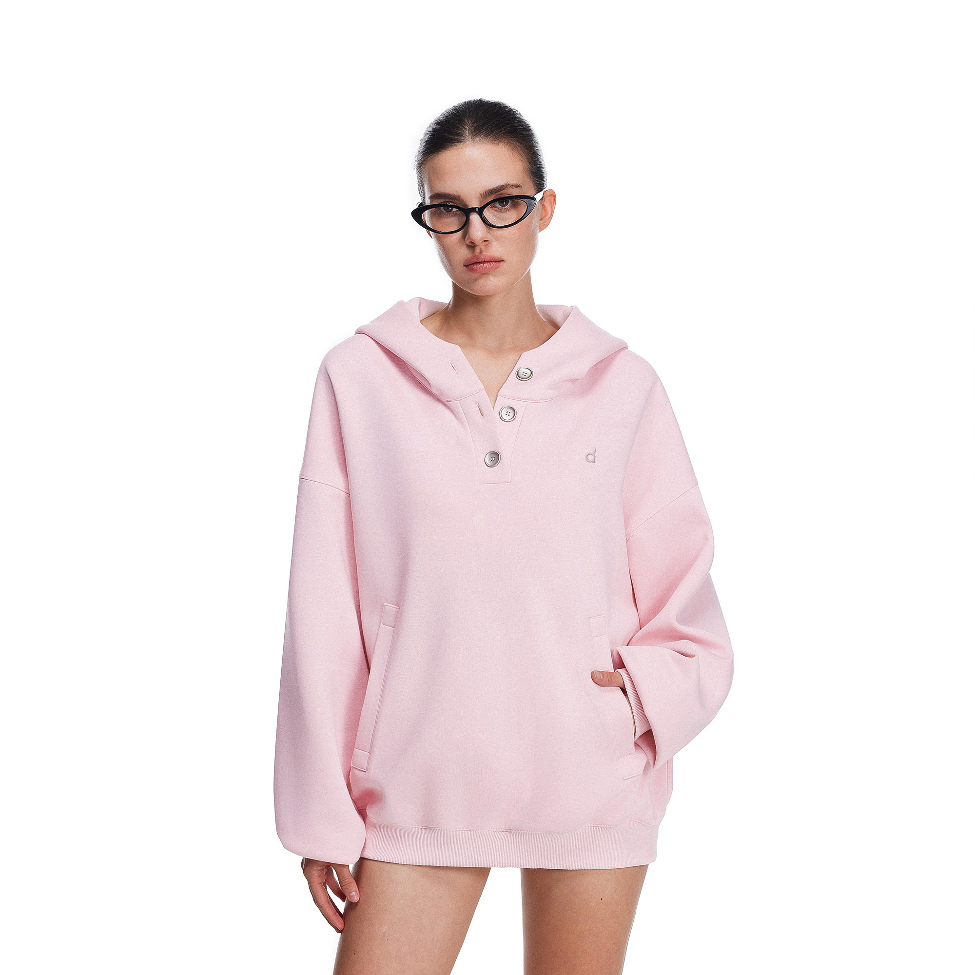 FDR官方店 7A抗菌纽扣空气层连帽卫衣外套男女秋季重磅保暖上衣