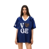 Летняя спортивная футболка с коротким рукавом, футбольная форма, V-образный вырез, в американском стиле, оверсайз