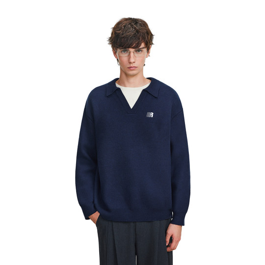 FDR official store V-neck lapel R-line sweater