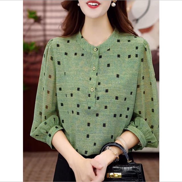ເສື້ອພິມ plaid elegant ຂອງແມ່ຍິງ