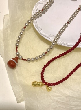 【浆果葫芦】文艺小清新珍珠串珠项链百搭小众国风锁骨链
