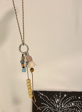 手工编绳复古串珠项链新中式天然石毛衣链小众卫衣颈链女